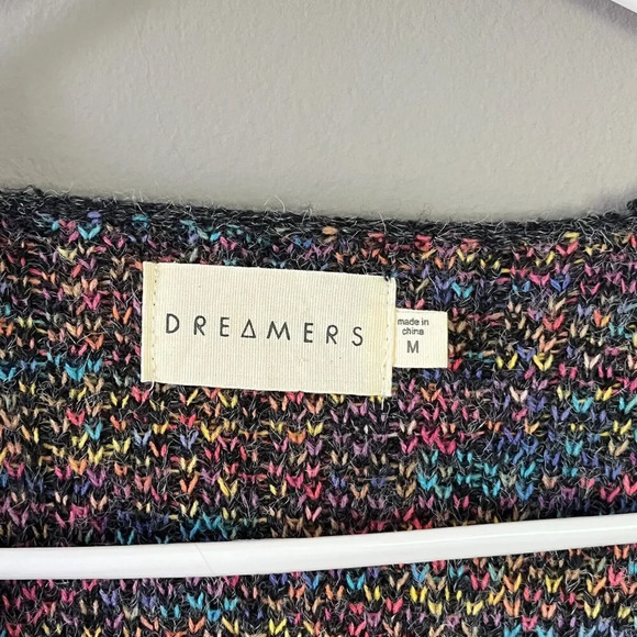 Dreamers Womens Open Front Cardigan Size M Patchwork Fringe Trim Boho Artsy Boho - Picture 2 of 10